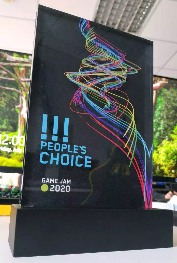 Image of Price for Ubisoft GameJam.
It says People's choice on it.